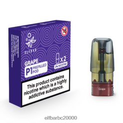 Elf Bar Vape Cena - ELFBAR Mate 500 P1 pildītas pākstis (2 iepakojumi) vīnogas 42D8FX145